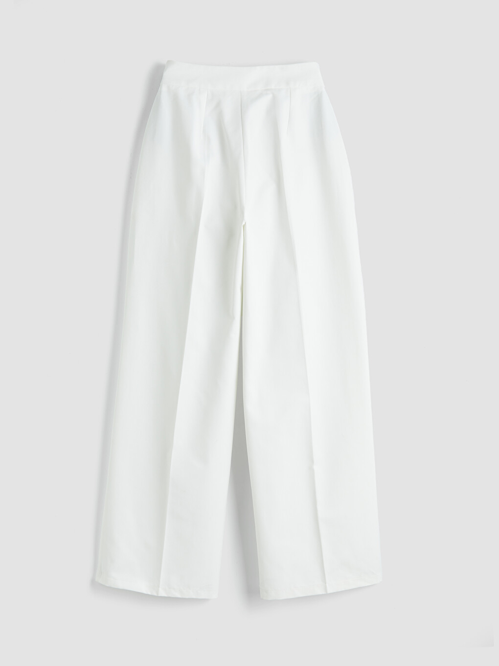 Beyaz Standart Fit Kadın Gabardin Pantolon-4