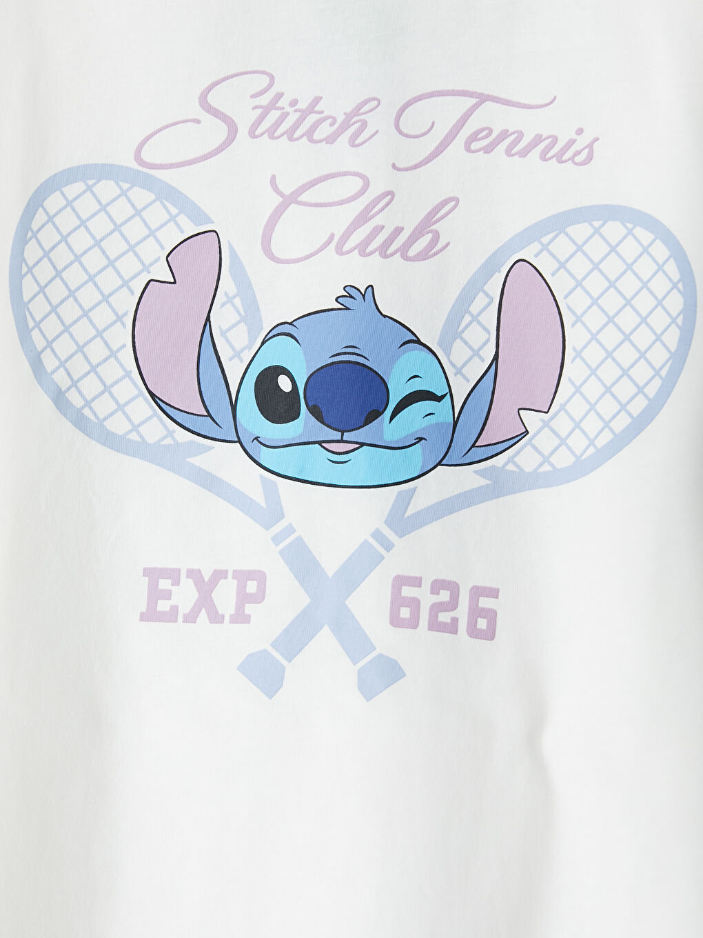 Beyaz Stitch Baskılı Kız Çocuk Tişört-3
