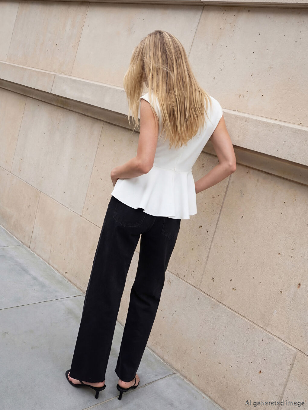 Beyaz Bisiklet Yaka Fırfırlı Peplum Bluz-2