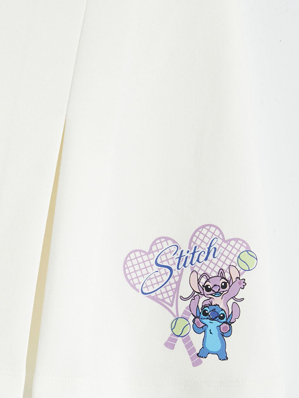 Beyaz Stitch Baskılı Kız Çocuk Şort Etek-2