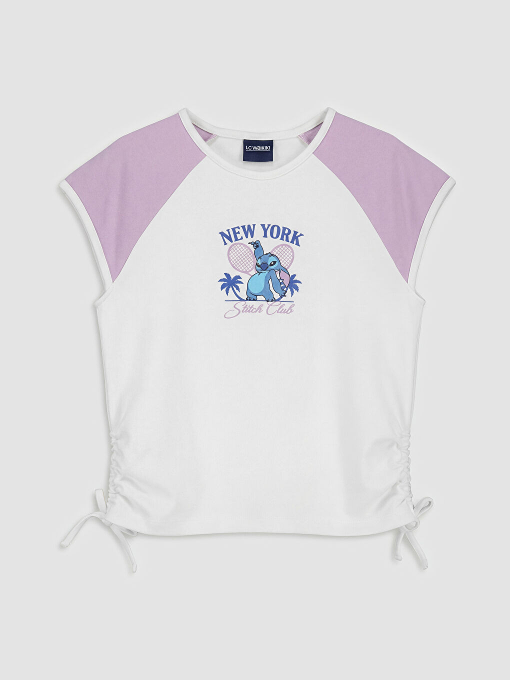 Beyaz Stitch Baskılı Kız Çocuk Soft Touch Tişört-2