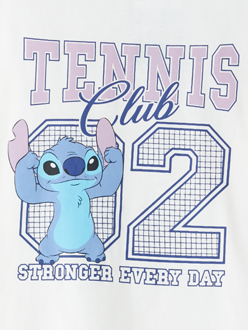 Beyaz Stitch Baskılı Kız Çocuk Tişört-3