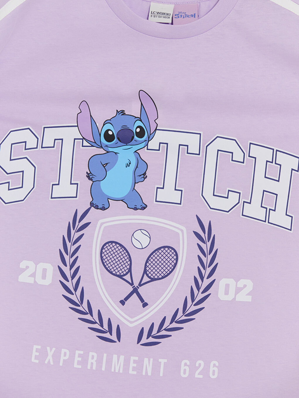 Lila Stitch Baskılı Kız Çocuk Tişört-2