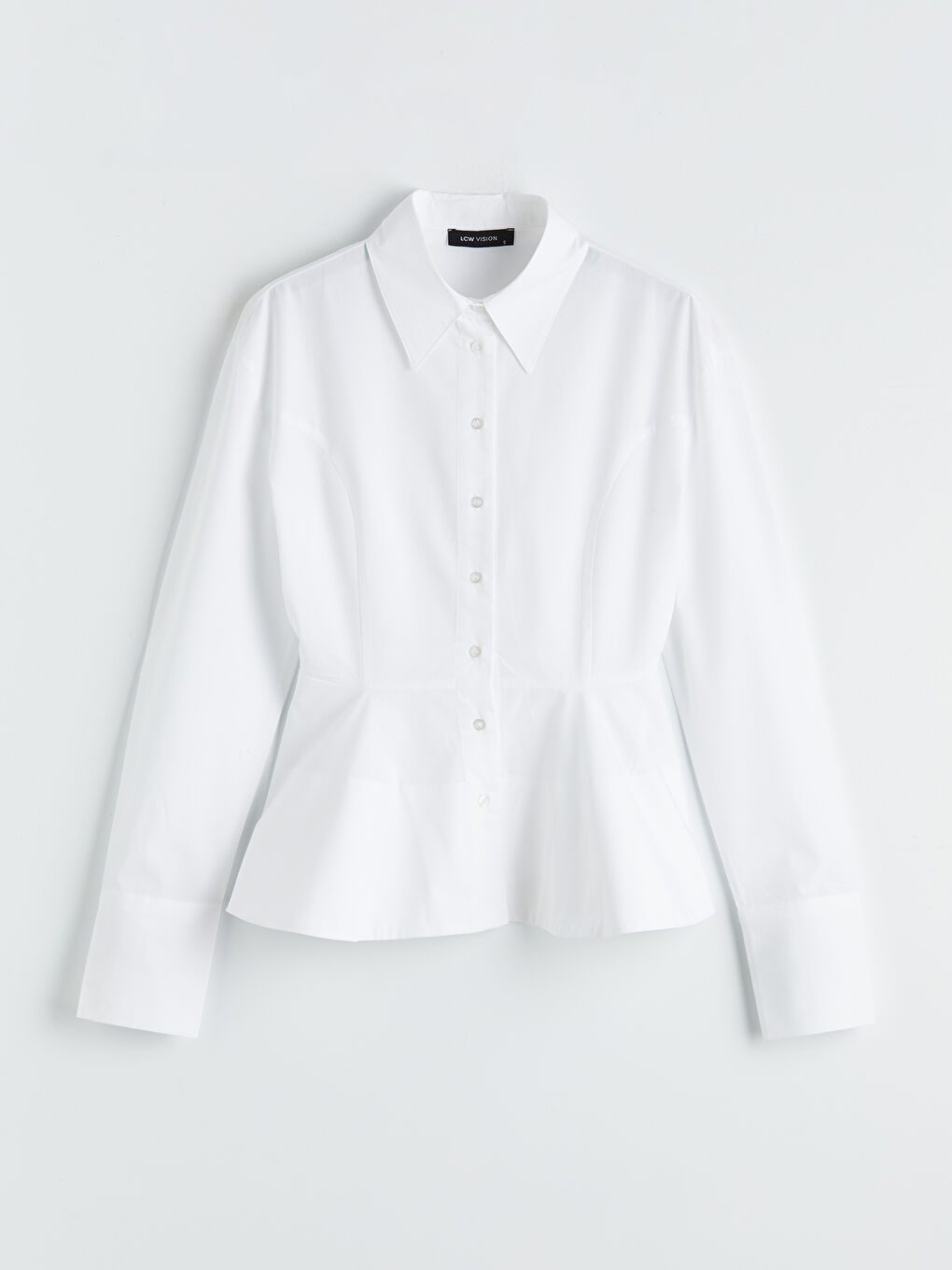 Beyaz Büzgülü Poplin Kadın Gömlek-3