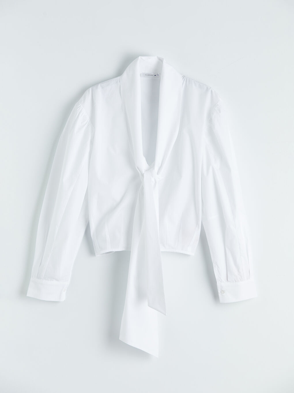 Beyaz Fular Yaka Kadın Gömlek-2