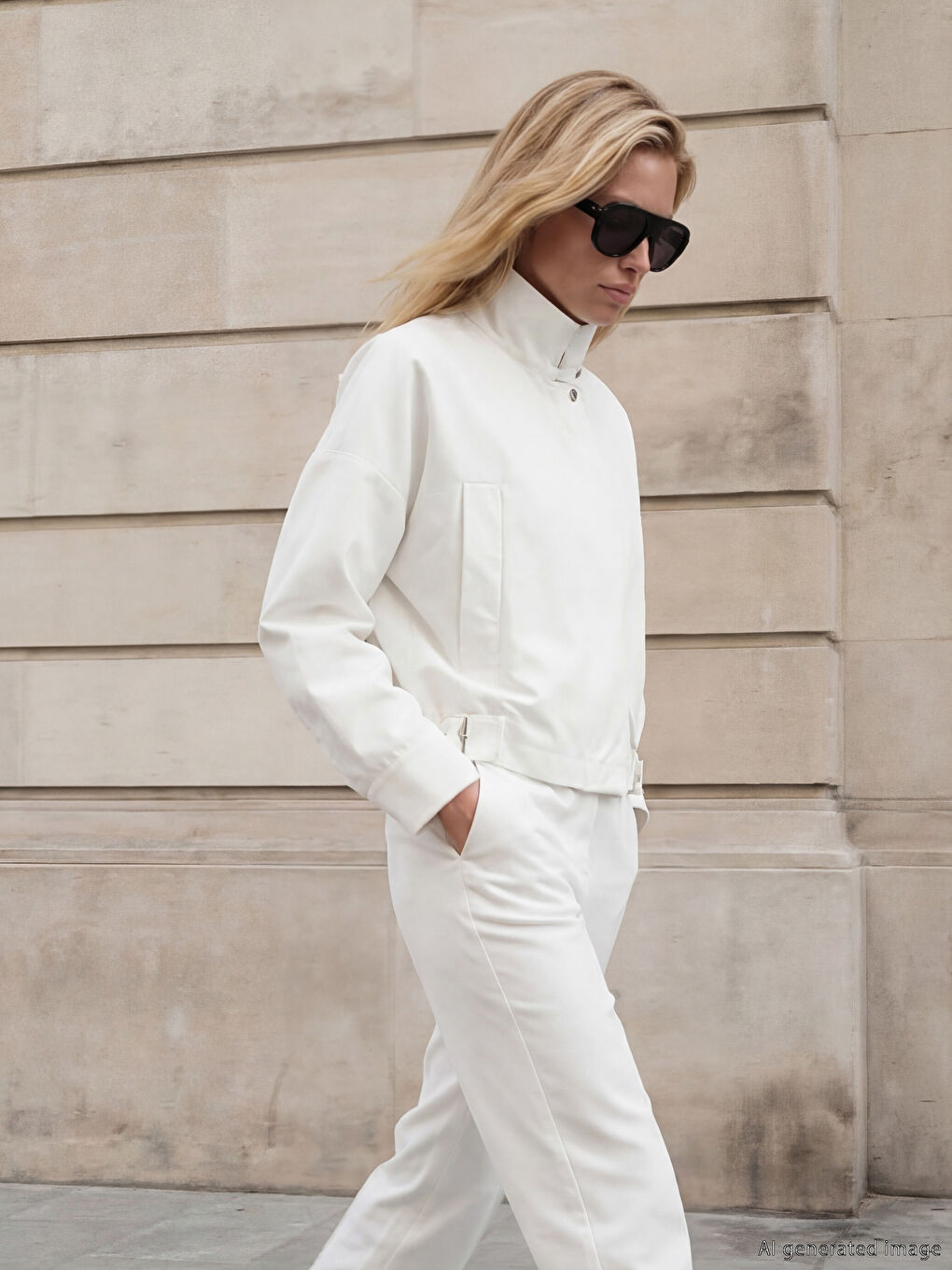 Beyaz Dik Yaka Kadın Ceket-3