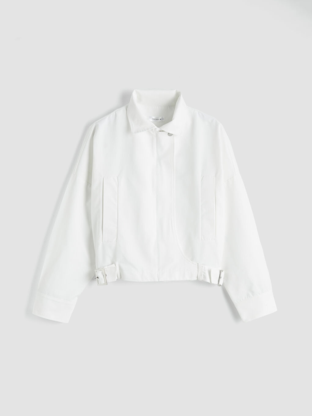 Beyaz Dik Yaka Kadın Ceket-4