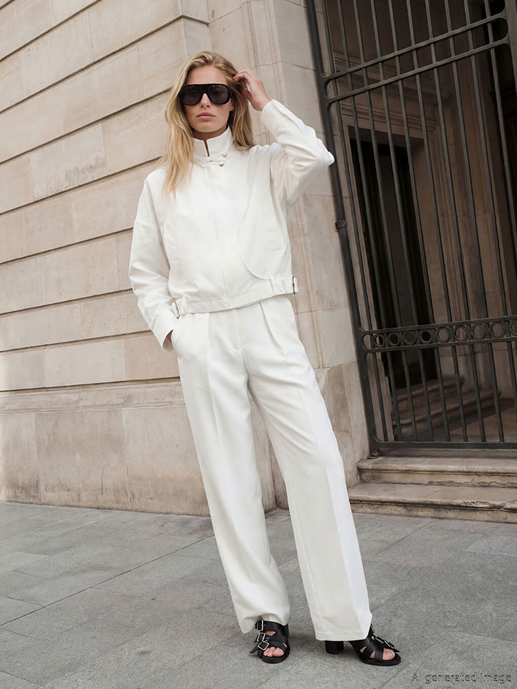 Beyaz Dik Yaka Kadın Ceket-1