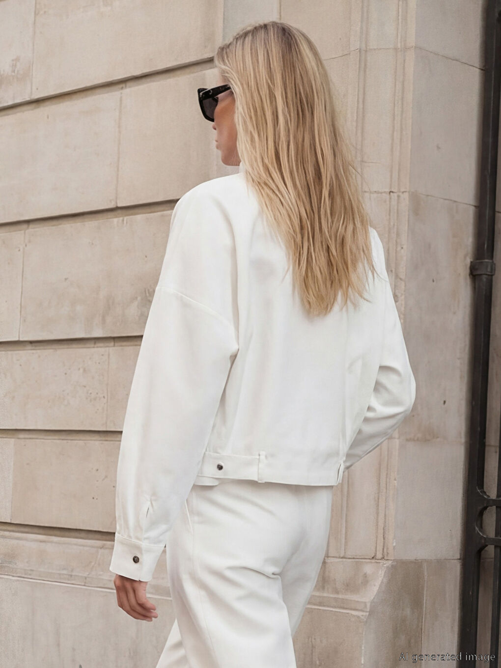 Beyaz Dik Yaka Kadın Ceket-2