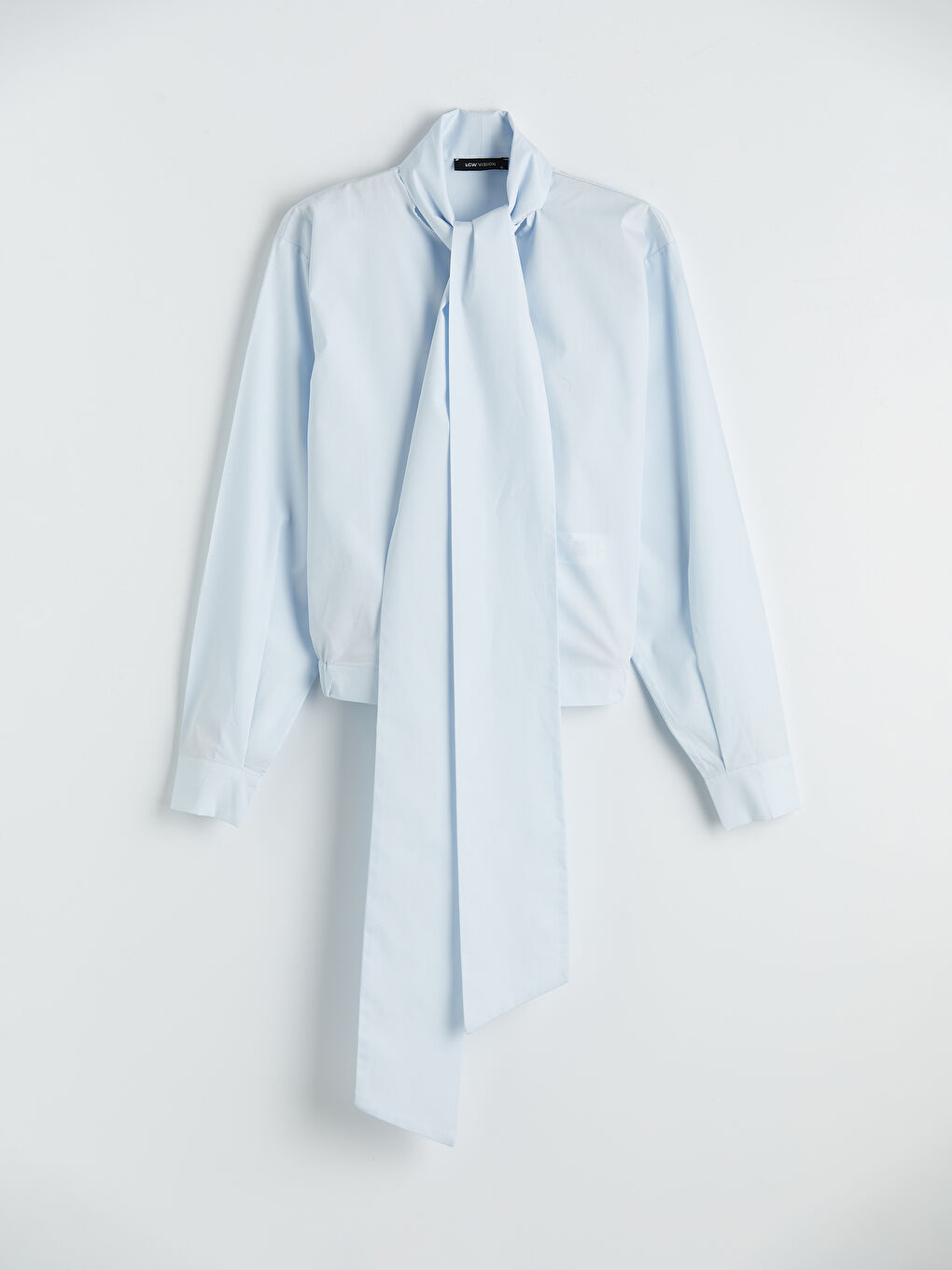 Mavi Fular Yaka Kadın Gömlek-3