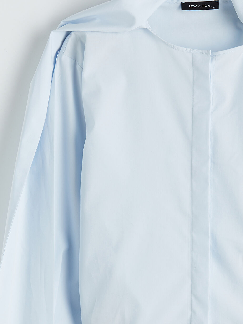 Mavi Fular Yaka Kadın Gömlek-5