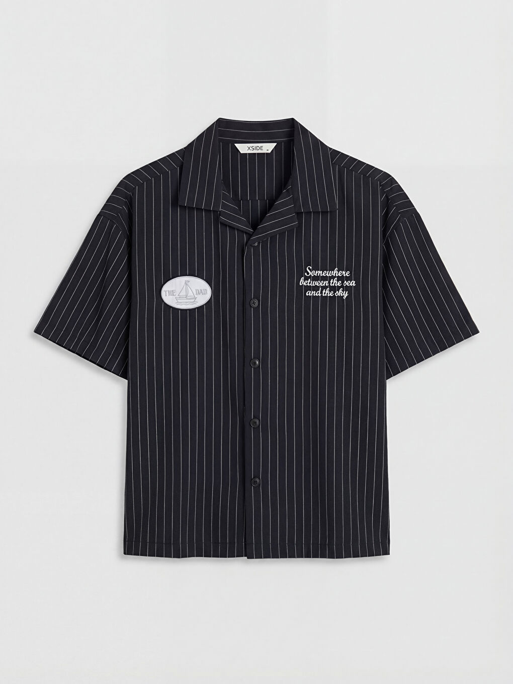 Siyah Regular Fit Çizgili Erkek Gömlek