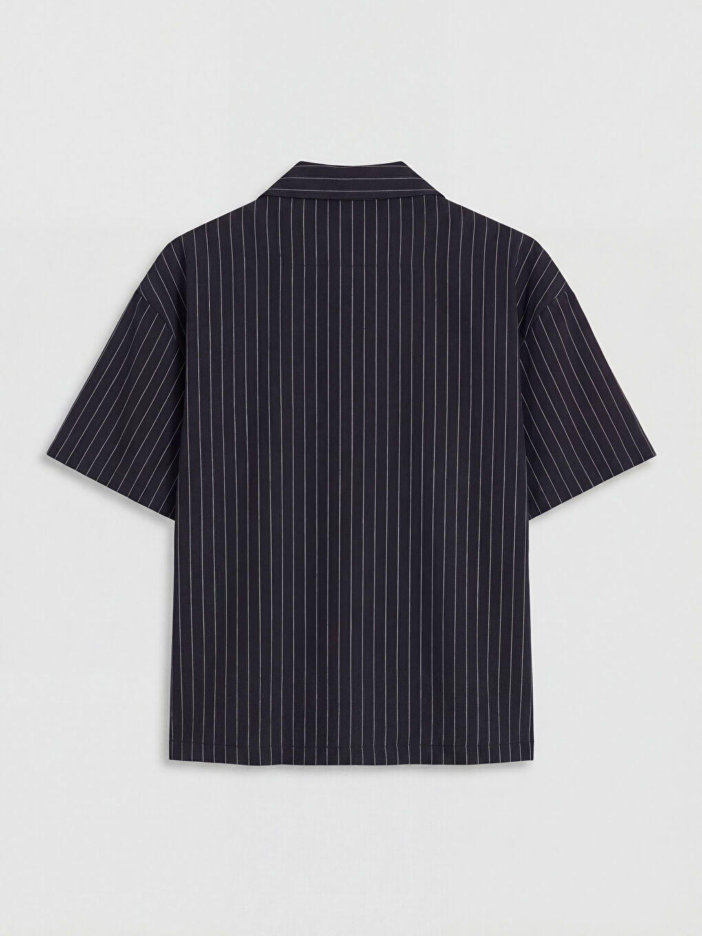 Siyah Regular Fit Çizgili Erkek Gömlek-1