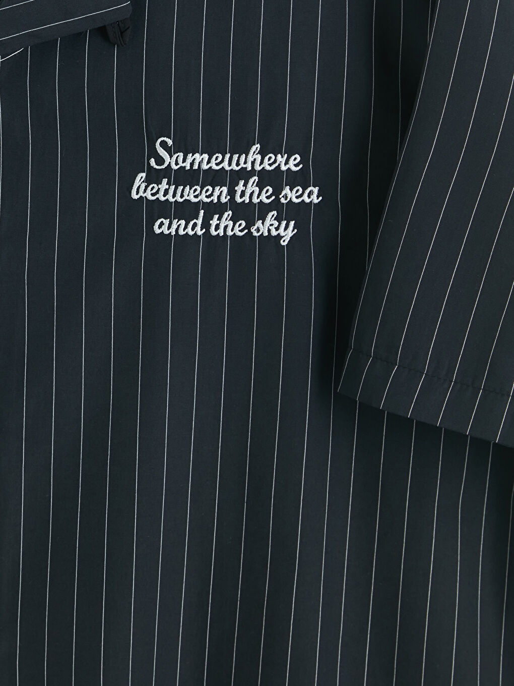 Siyah Regular Fit Çizgili Erkek Gömlek-2