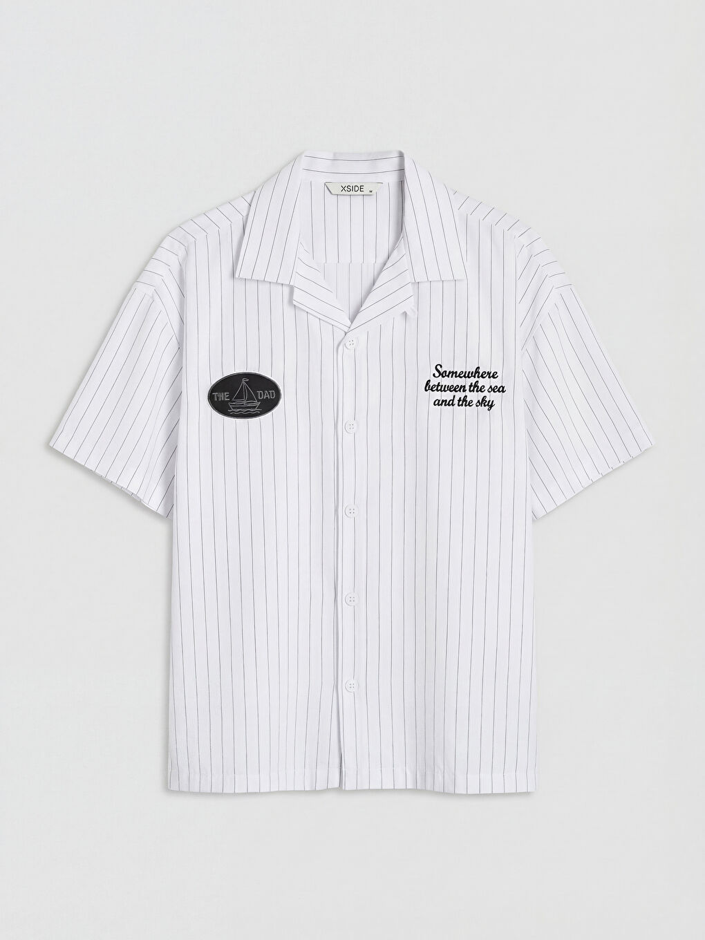 Beyaz Regular Fit Çizgili Erkek Gömlek-4