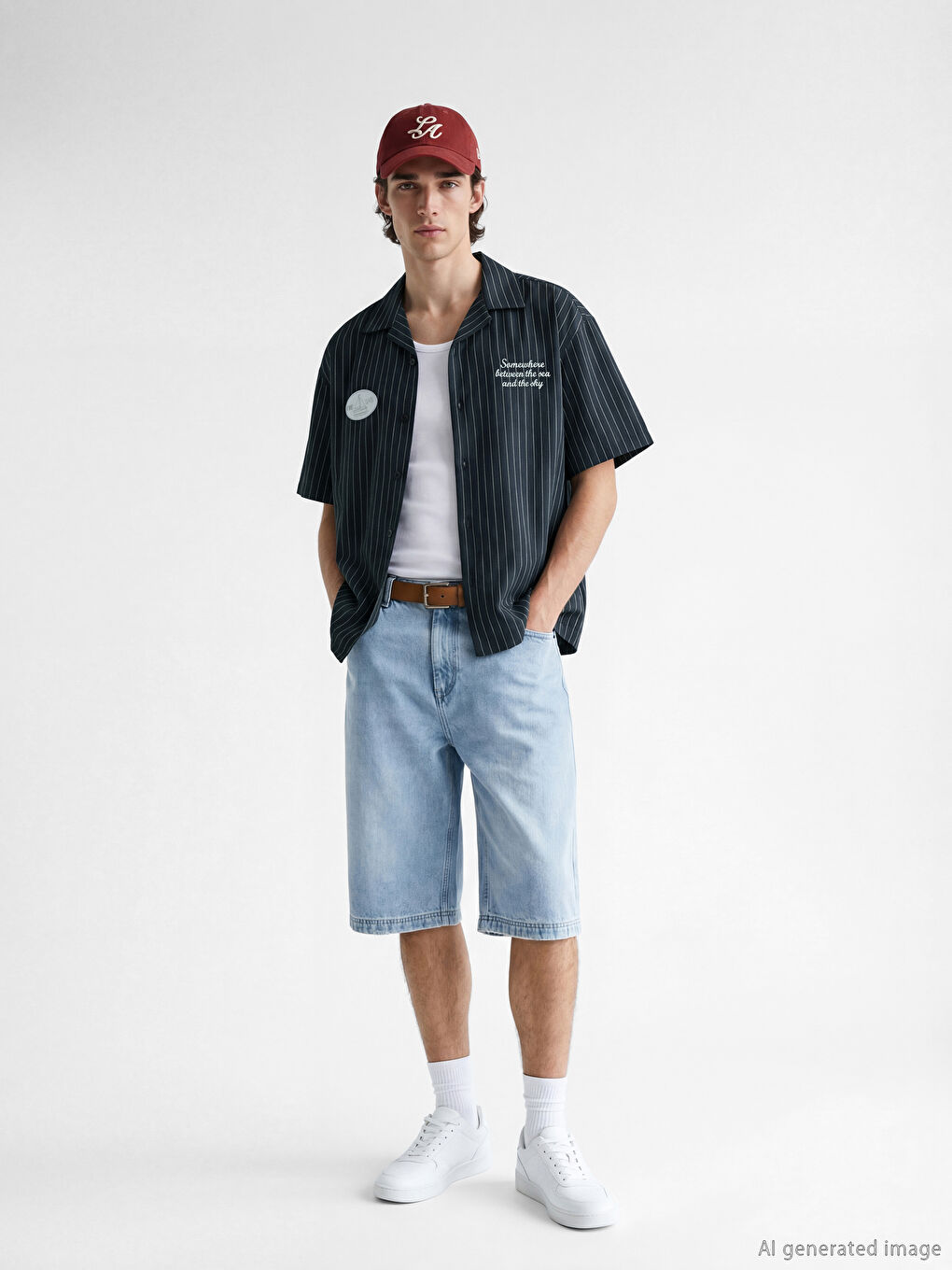 Siyah Regular Fit Çizgili Erkek Gömlek-2