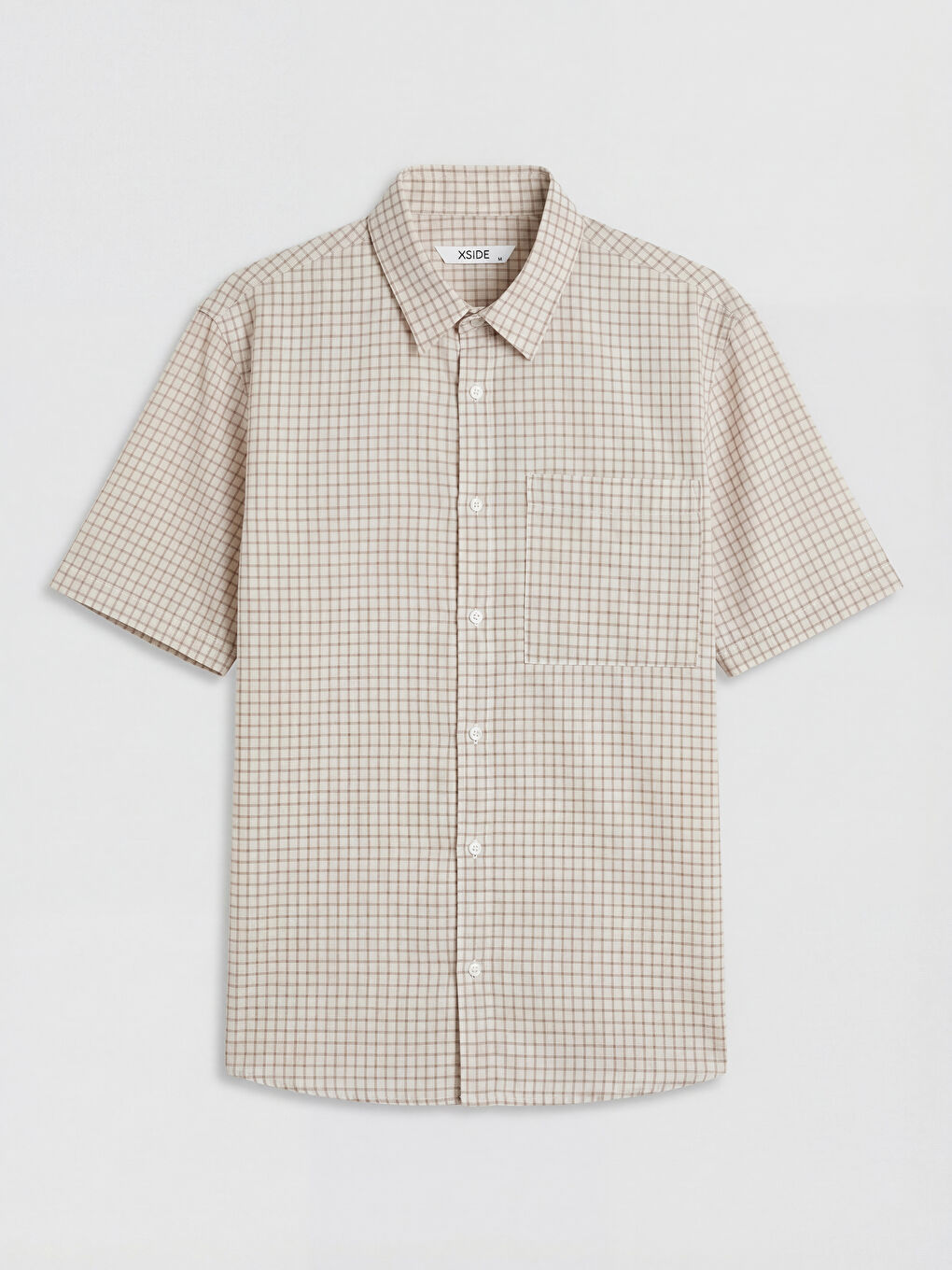 Bej Regular Fit Ekose Erkek Gömlek-3