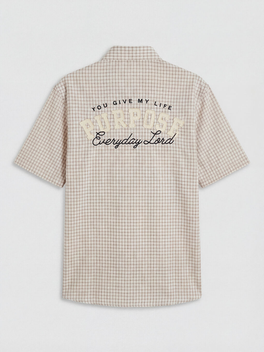 Bej Regular Fit Ekose Erkek Gömlek-4