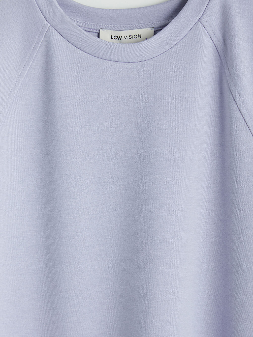 Lila Bisiklet Yaka Kadın Tişört-2