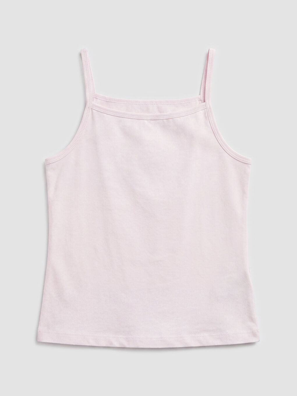 Pembe Kare Yaka İp Askılı Kız Çocuk Atlet