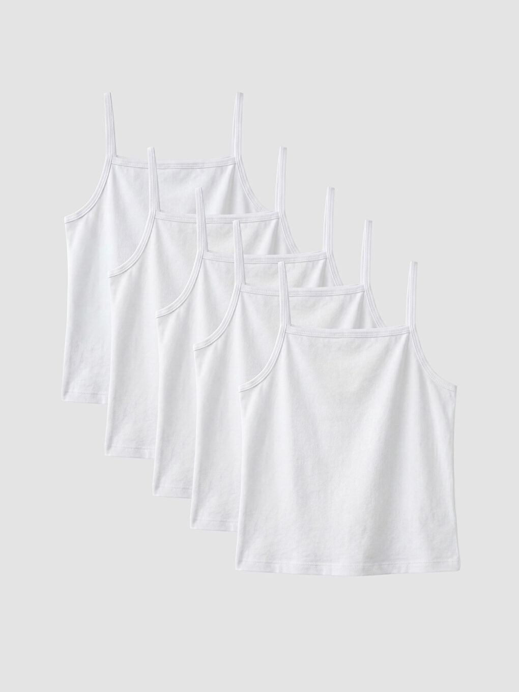 Beyaz İp Askılı Kız Çocuk Atlet 5'li