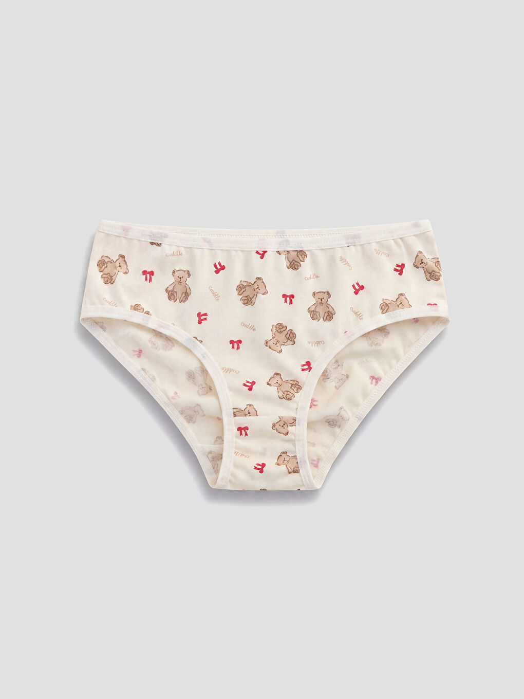Ekru Desenli Kız Çocuk Slip Külot 3'lü-4