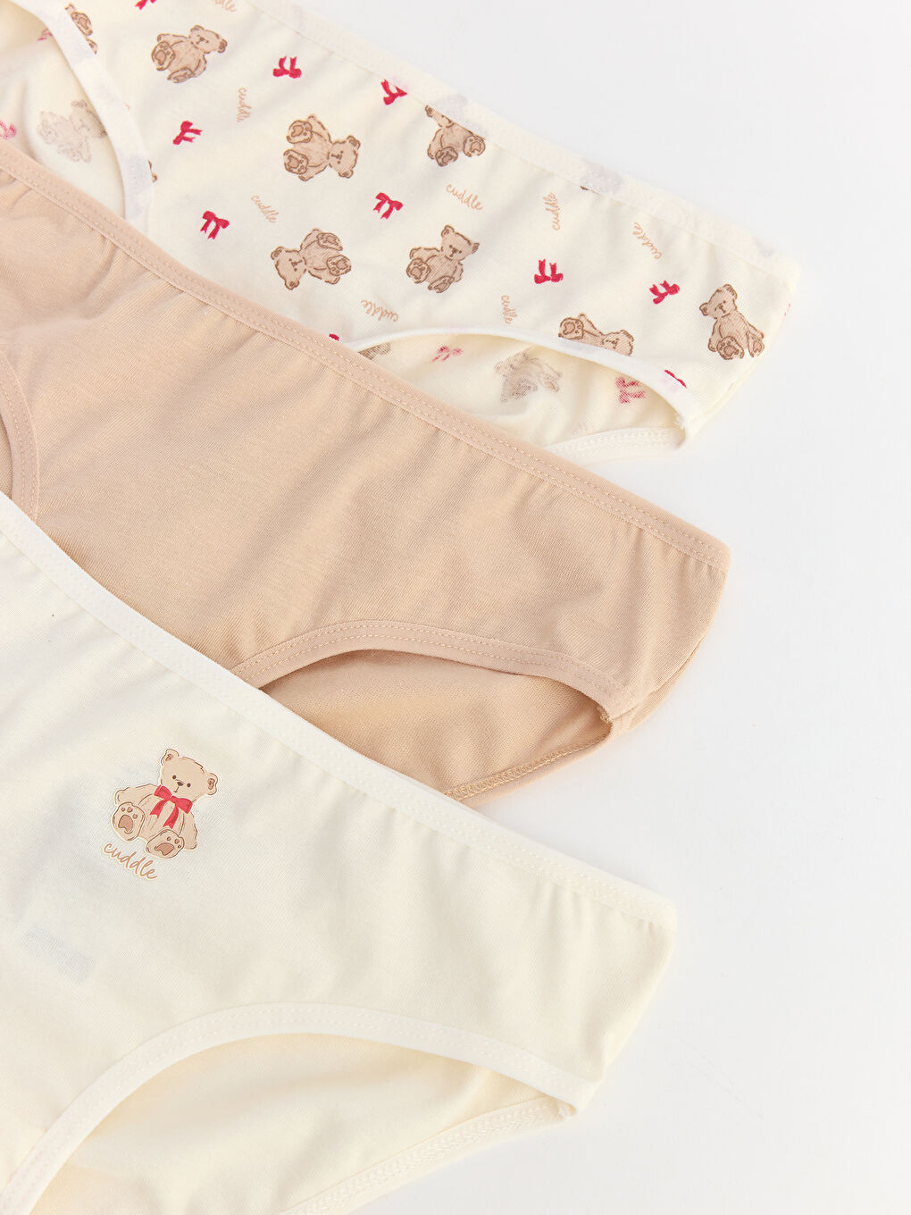 Ekru Desenli Kız Çocuk Slip Külot 3'lü-6