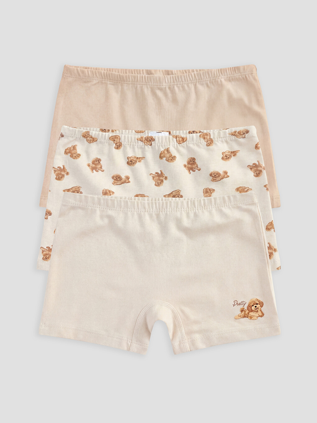 Bej Kız Çocuk 3'lü Boxer-4