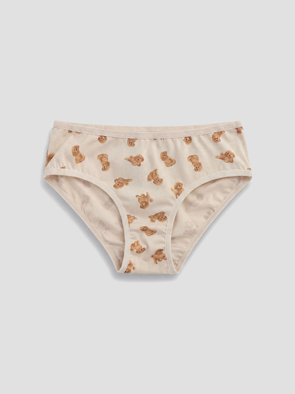 Bej Baskılı Kız Çocuk Slip Külot 3'lü-4