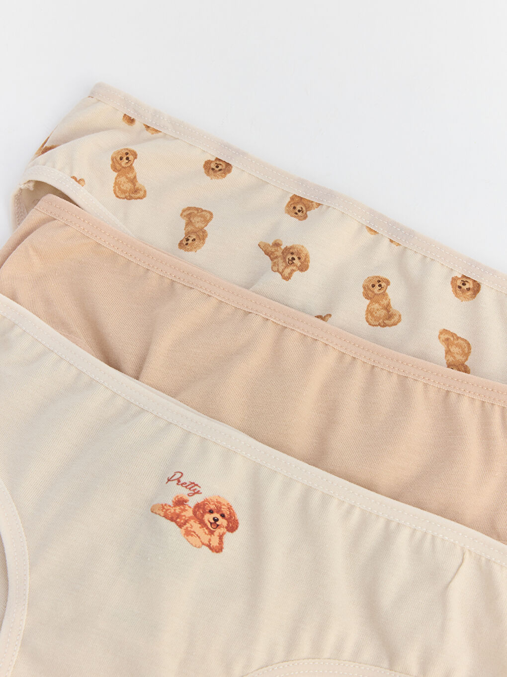 Bej Baskılı Kız Çocuk Slip Külot 3'lü-6