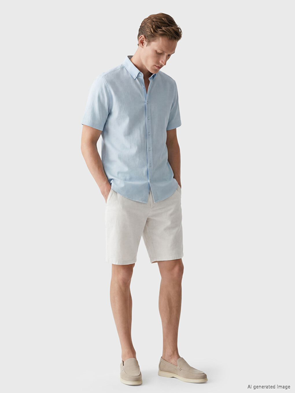 Bej Regular Fit Erkek Şort-1