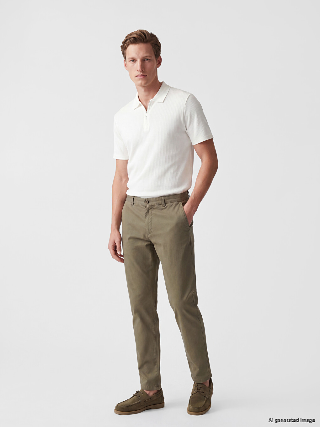 Kahverengi Regular Fit Keten Karışımlı Erkek Pantolon-1