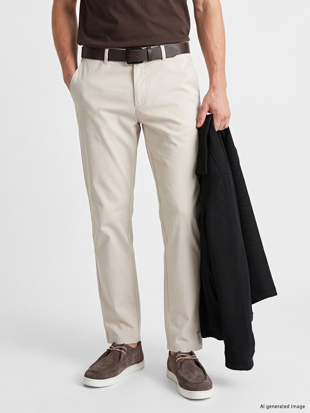Regular Fit Muške Pantalone od Mešavine Lana