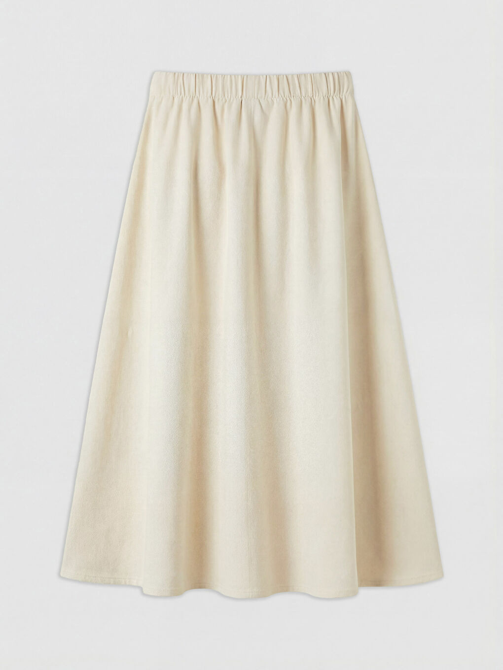 Ekru Beli Lastikli Kloş Jean Etek-1