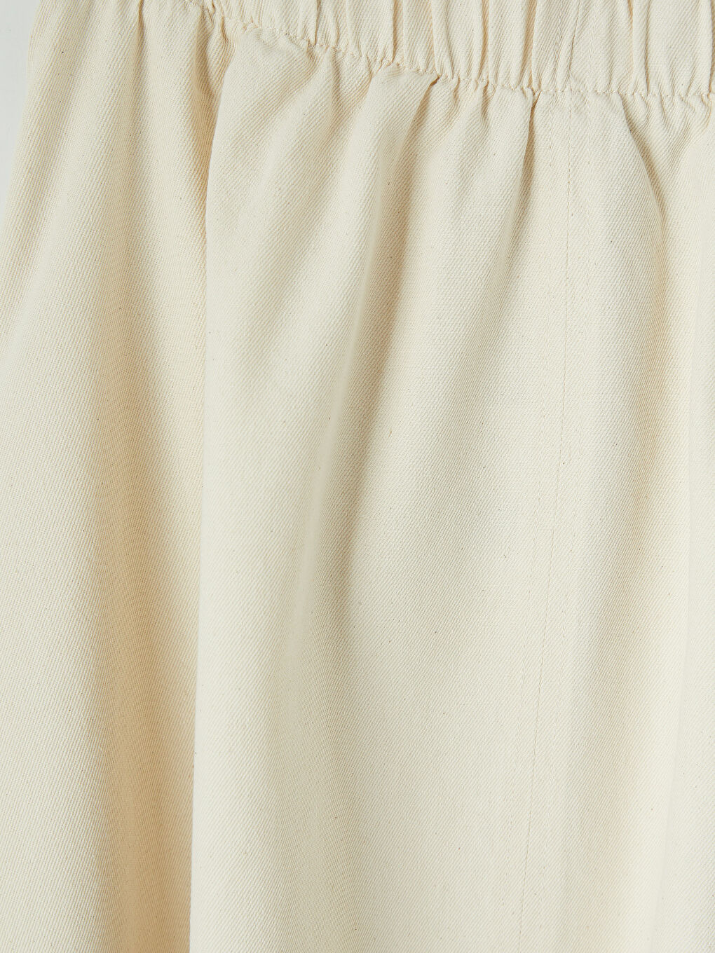 Ekru Beli Lastikli Kloş Jean Etek-2