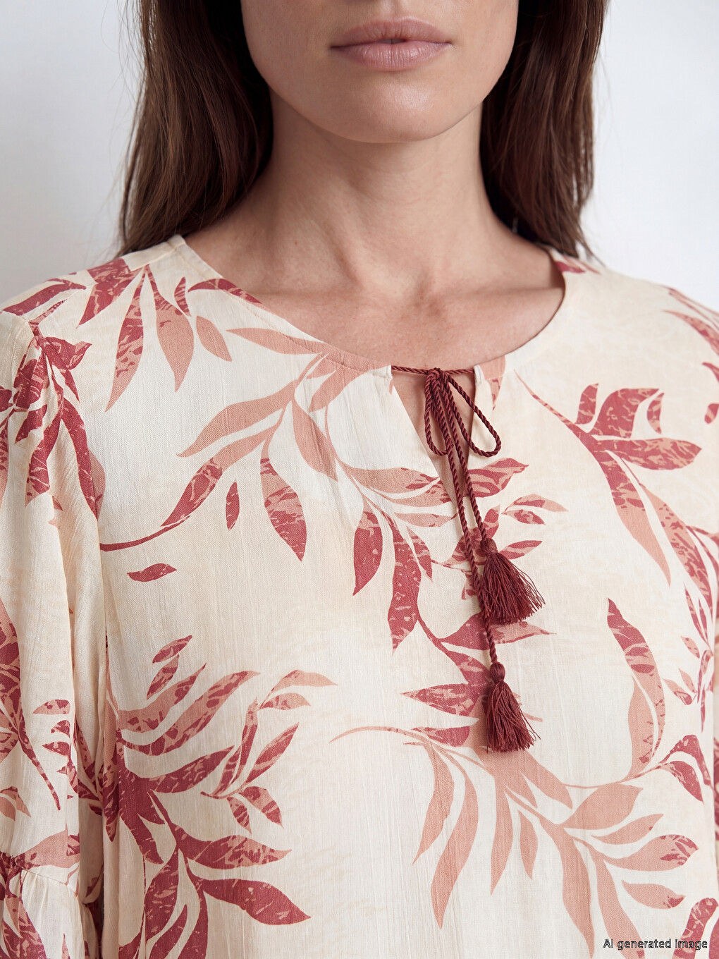Tie Neck Patterned Dress-2