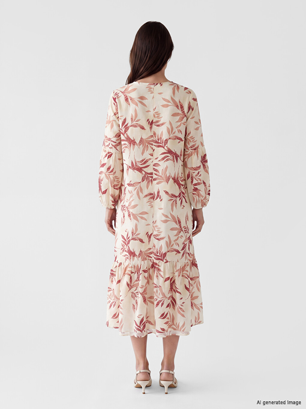 Tie Neck Patterned Dress-3