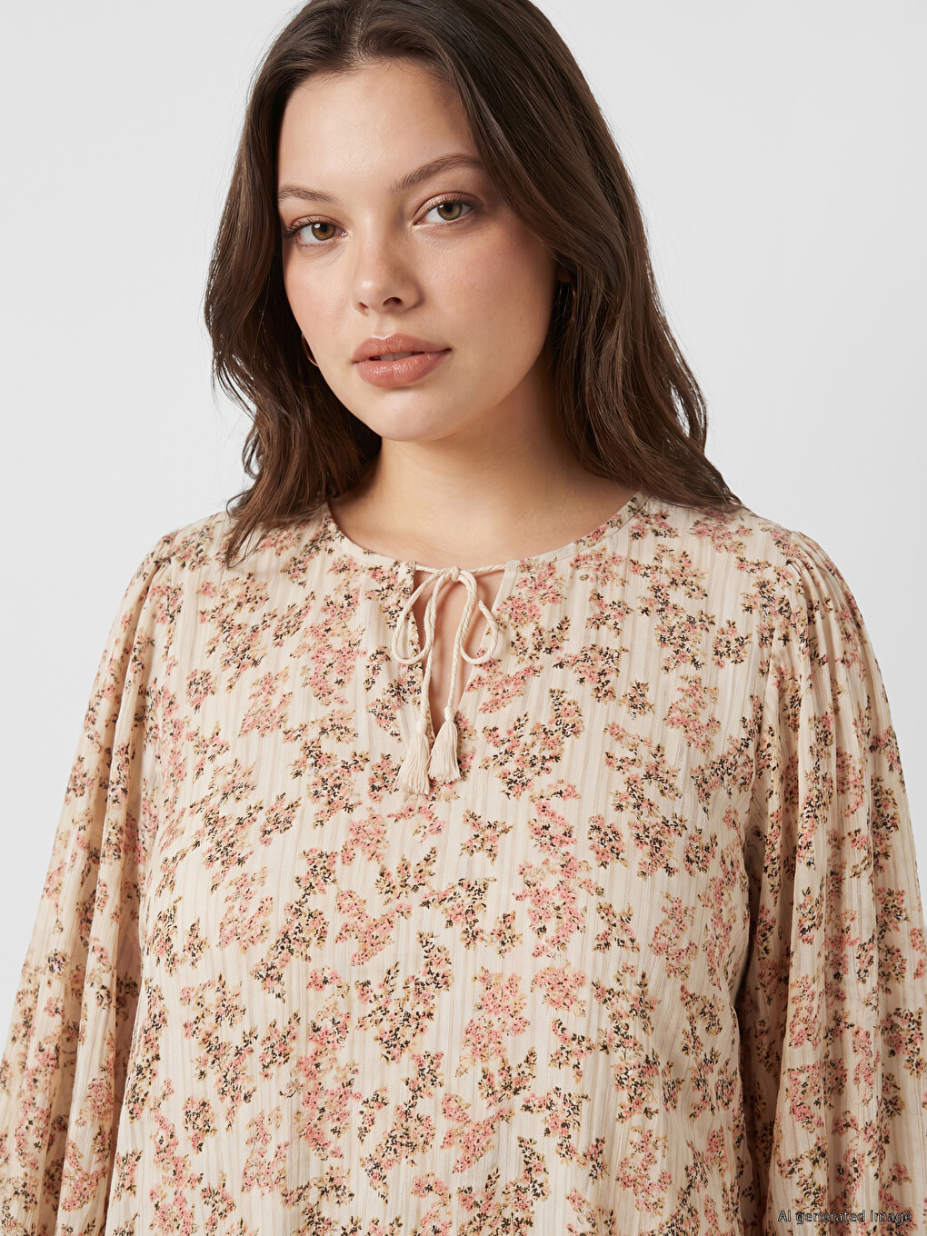 Tie Neck Patterned Dress-2