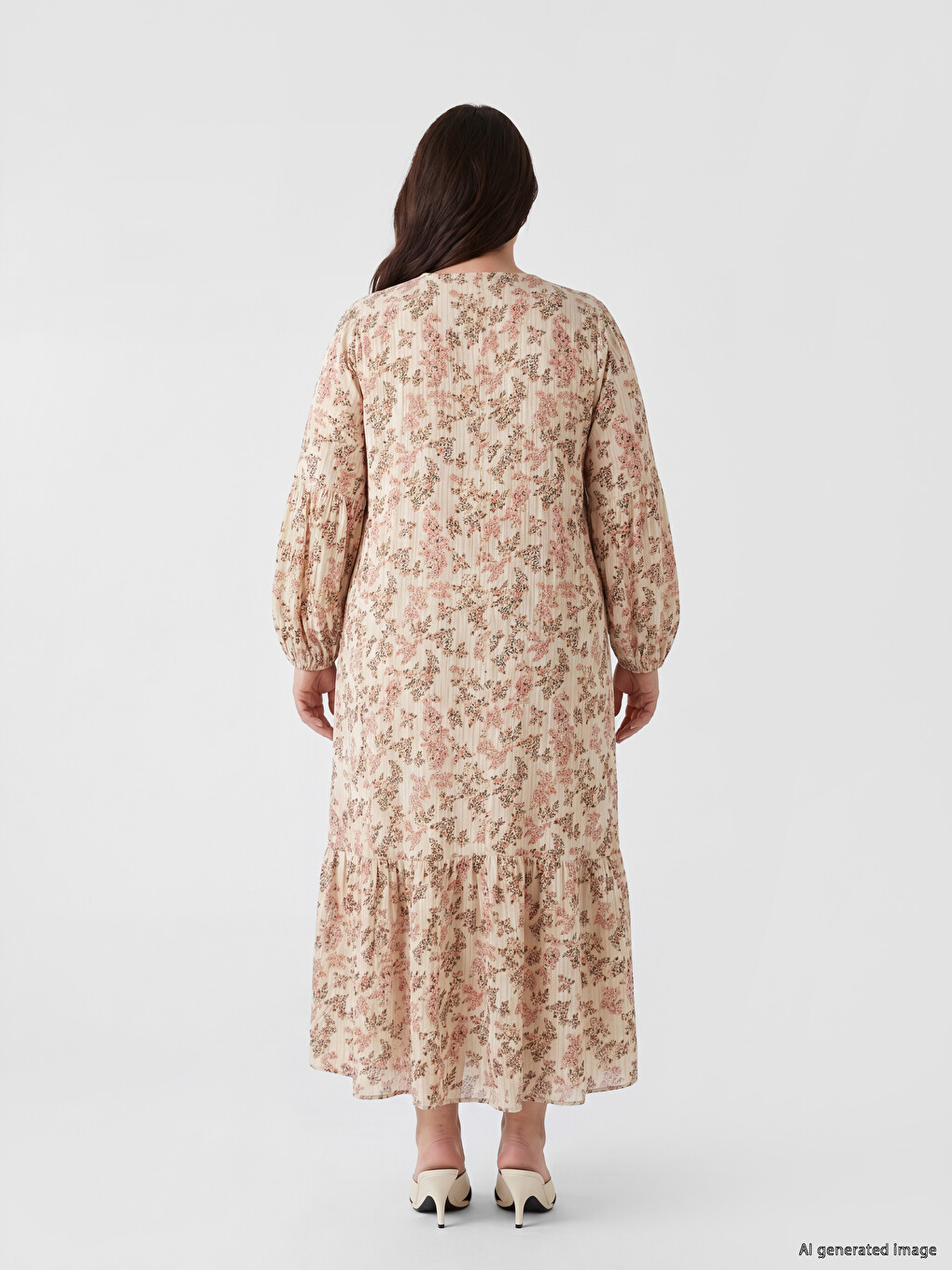 Tie Neck Patterned Dress-3
