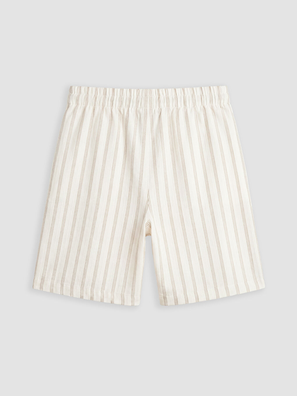 Bej Kız Çocuk Beli Lastikli Çizgili Şort-1