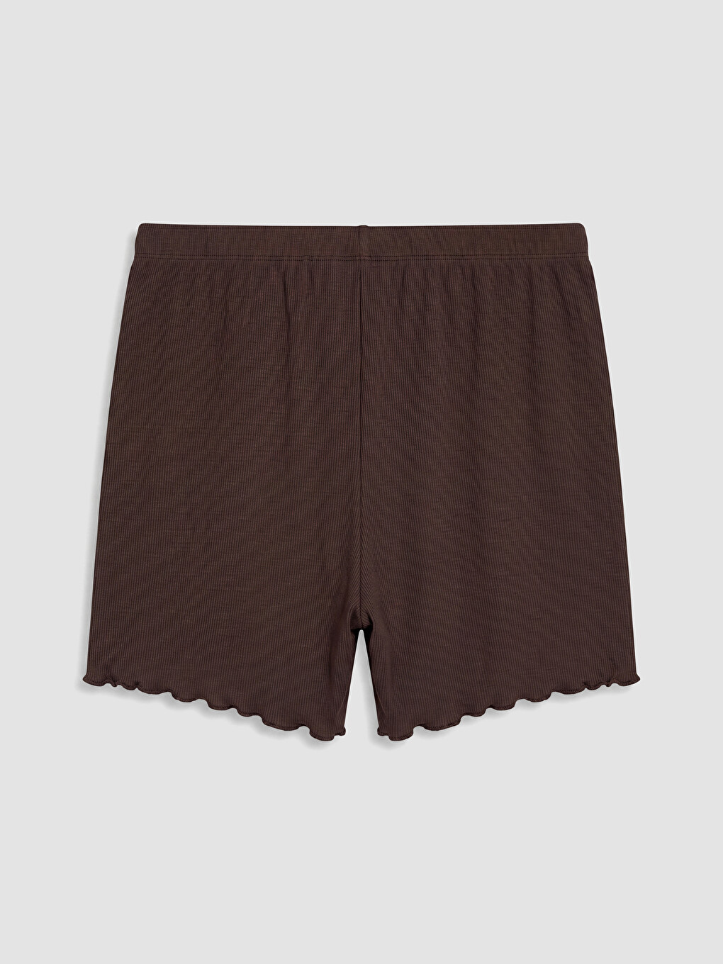 Kahverengi Beli Lastikli Kadın Şort Pijama Alt 2'li-3