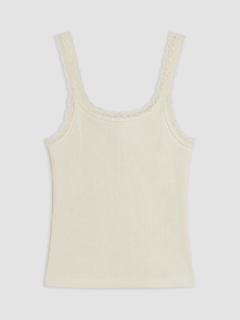 Bej U Yaka Dantel Detaylı Kadın Pijama Üst-5