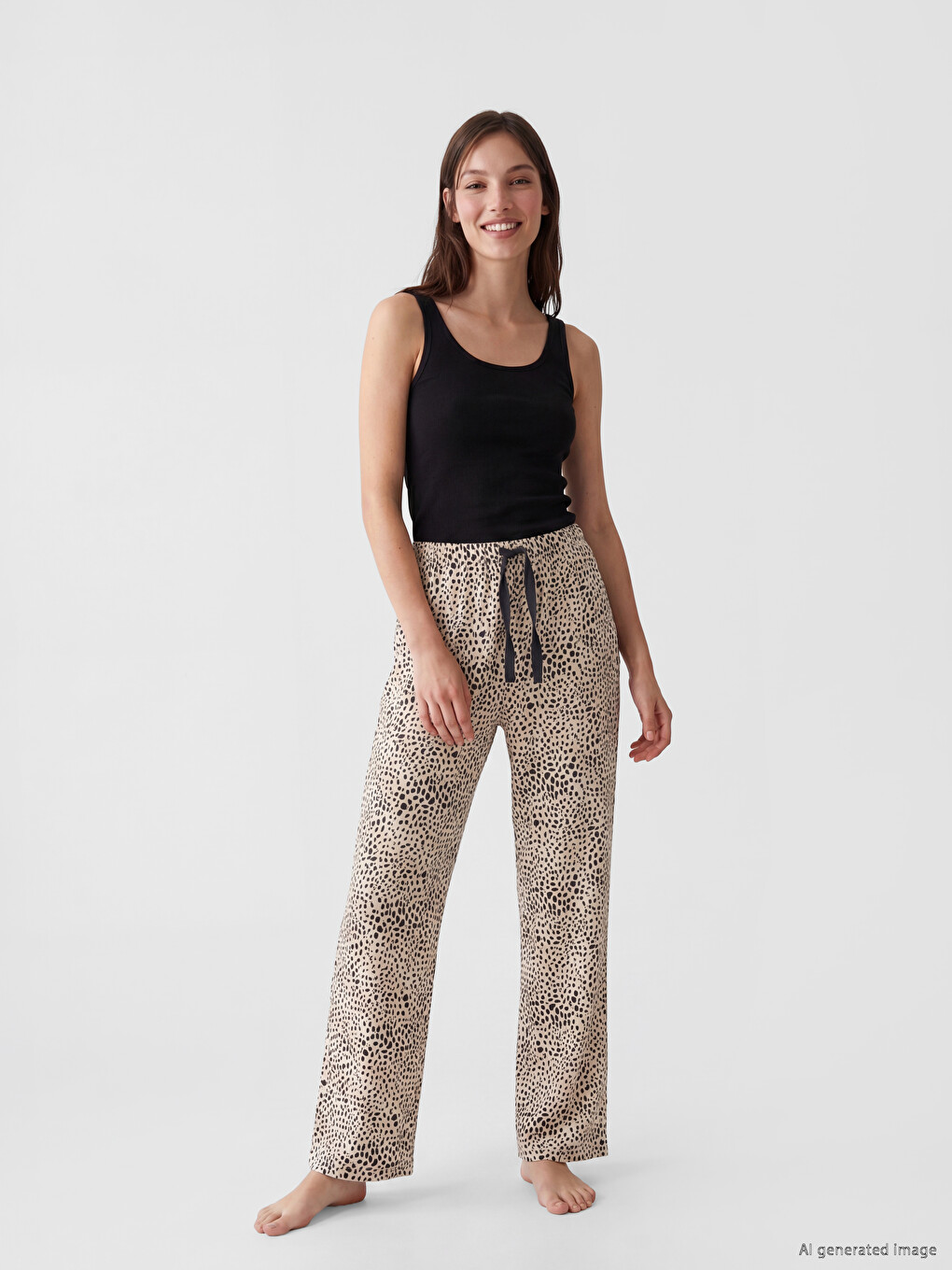 U Neck Women's Ribbed Pyjamas Top-1