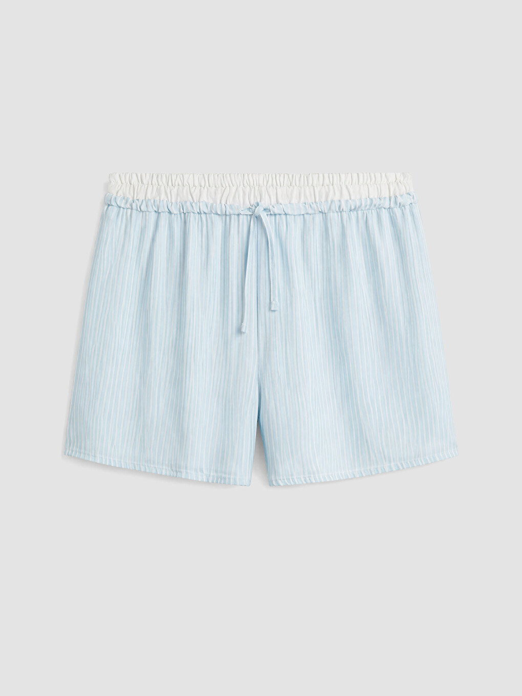 Mavi Beli Lastikli Çizgili Kadın Şort Pijama Altı-4