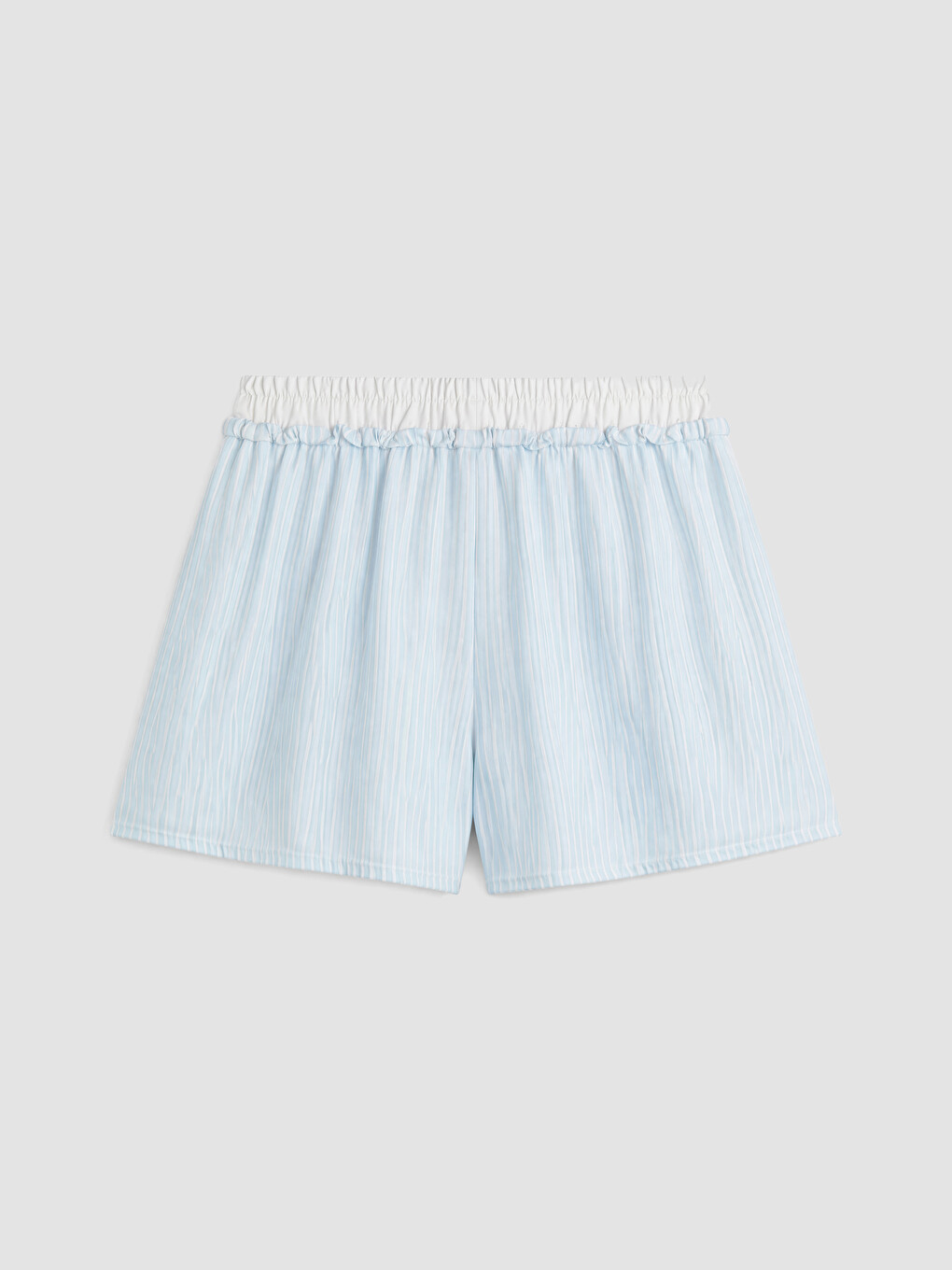 Mavi Beli Lastikli Çizgili Kadın Şort Pijama Altı-6