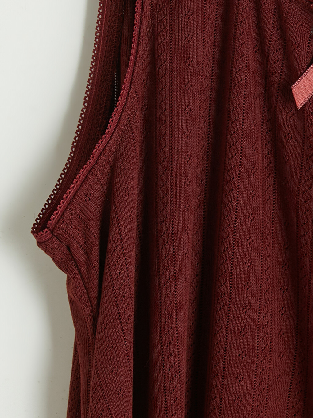 Bordo U Yaka Fiyonk Detaylı Kadın Pijama Üstü-1