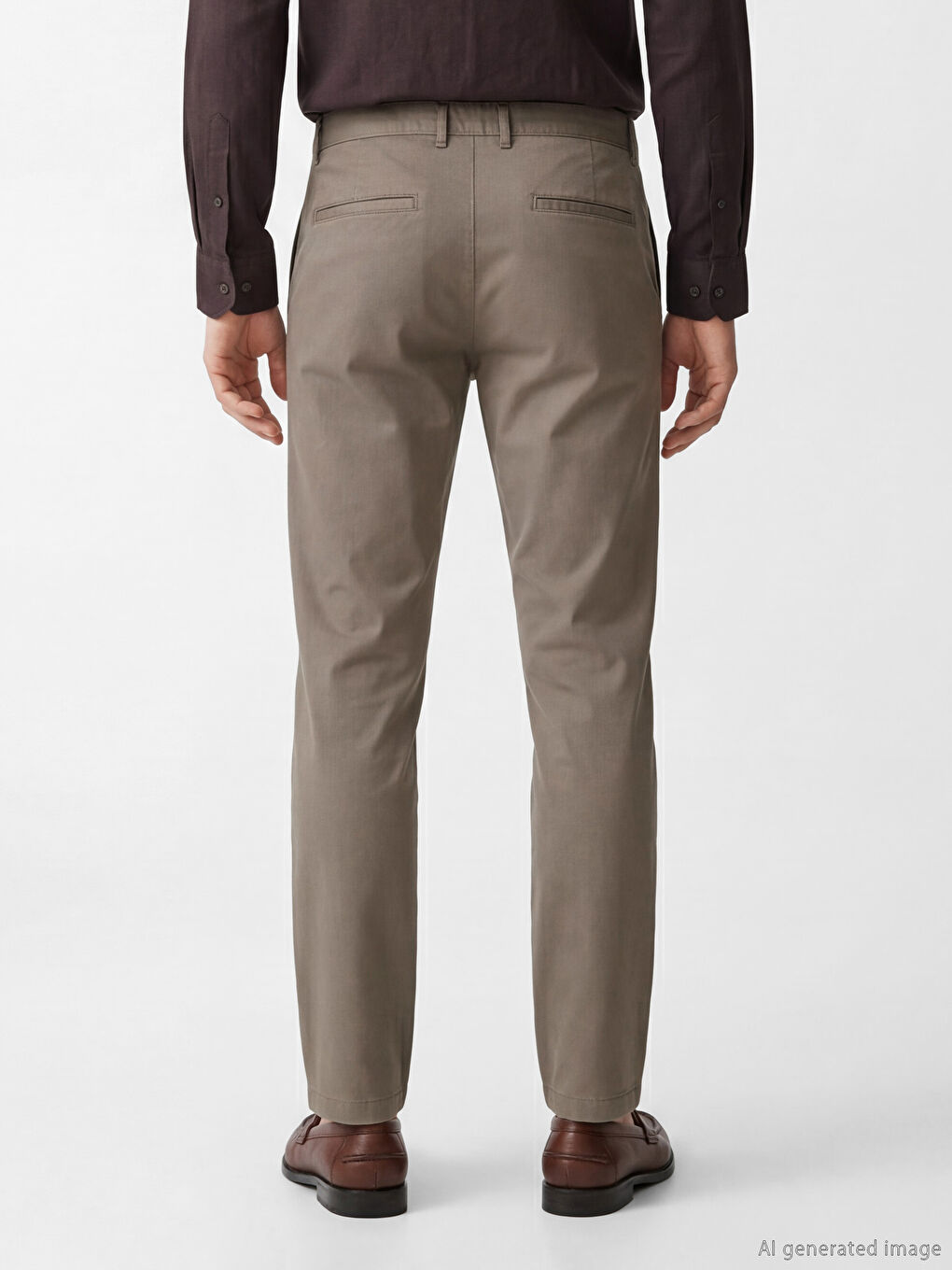 Kahverengi Standart Kalıp Gabardin Erkek Pantolon-3