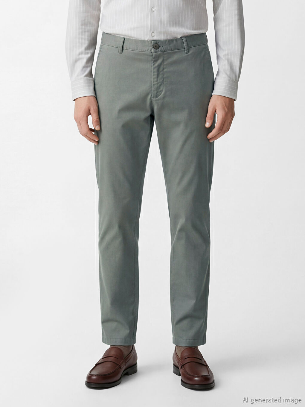 Haki Erkek Standart Kalıp Gabardin Pantolon-1