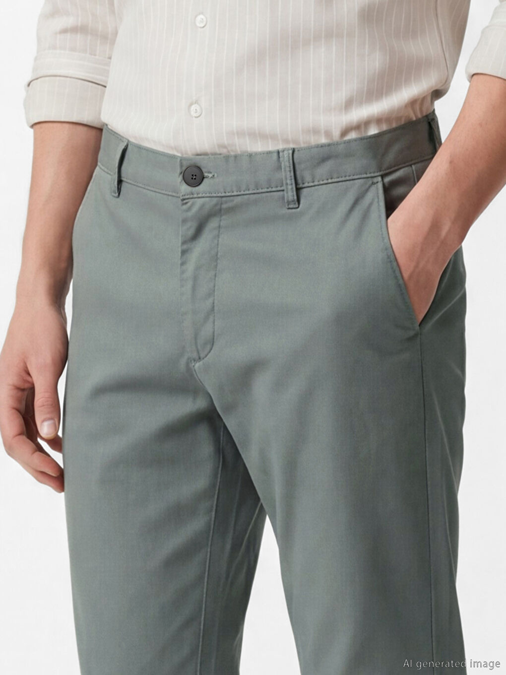 Haki Erkek Standart Kalıp Gabardin Pantolon-2