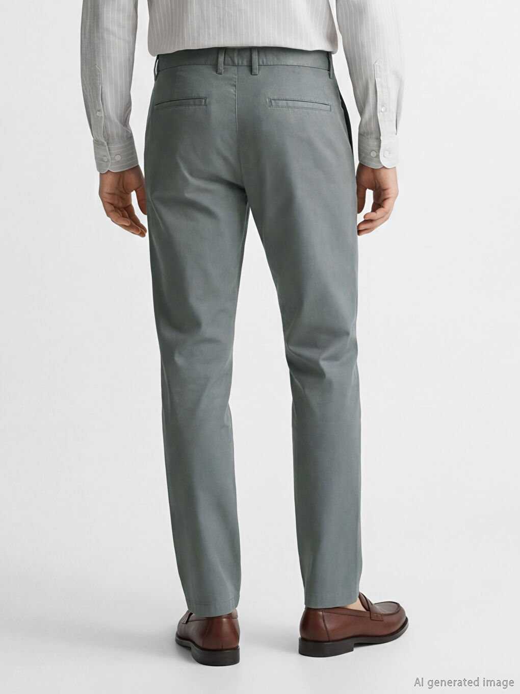 Haki Erkek Standart Kalıp Gabardin Pantolon-3